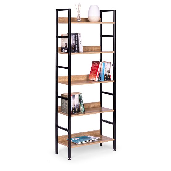 Visoka loft polica s 5 polica metal MDF ModernHome