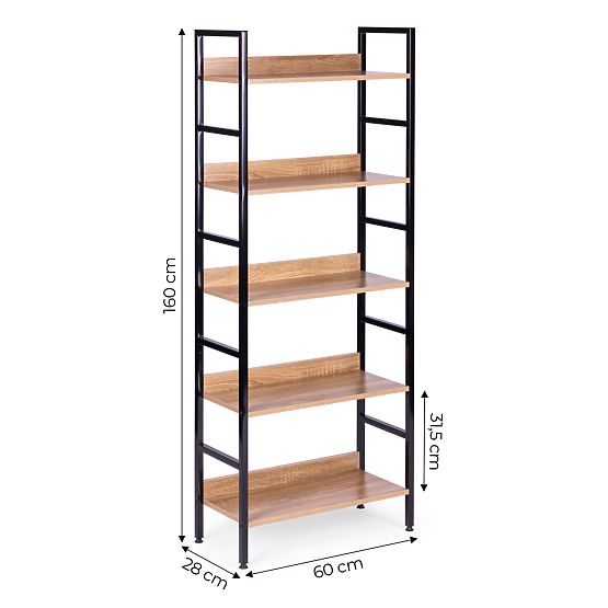 Visoka loft polica s 5 polica metal MDF ModernHome