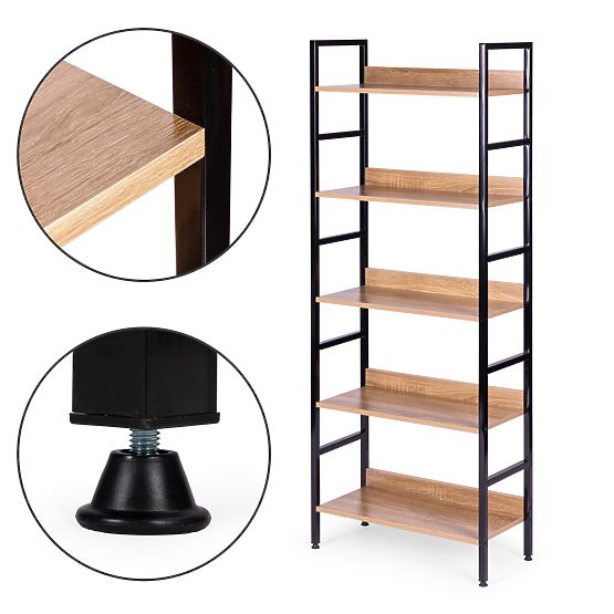 Visoka loft polica s 5 polica metal MDF ModernHome