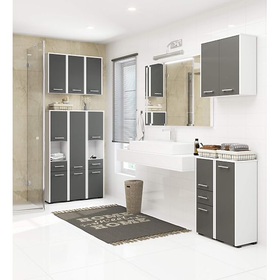 VISOKI KUPAONSKI ORMARIĆ FIN W30 1D BIJELA / SIVA