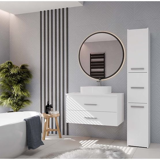 VISOKI KUPAONSKI ORMARIĆ NEL 80 BIJELI S 2 LADICE ISPOD UMIVAONIKA