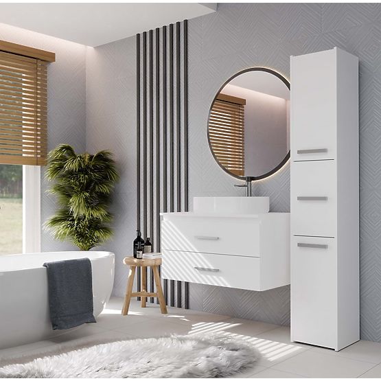 VISOKI KUPAONSKI ORMARIĆ NEL 80 BIJELI S 2 LADICE ISPOD UMIVAONIKA