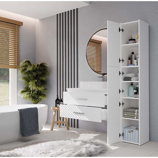 VISOKI KUPAONSKI ORMARIĆ NEL 80 BIJELI S 2 LADICE ISPOD UMIVAONIKA