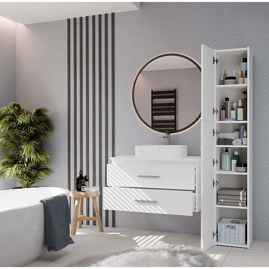 VISOKI KUPAONSKI ORMARIĆ NEL 80 BIJELI S 2 LADICE ISPOD UMIVAONIKA