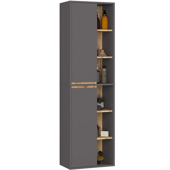 VISOKI KUPAONSKI ORMARIĆ VAMI W50 2D 6P GRAFIT SIVA / HRAST ARTISAN