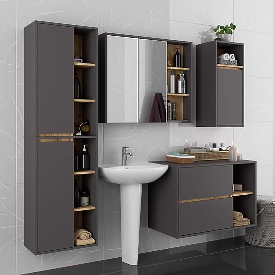 VJEŠALICA ZA KUPAONICU VAMI W50 GRAFITNO SIVA / HRAST ARTISAN