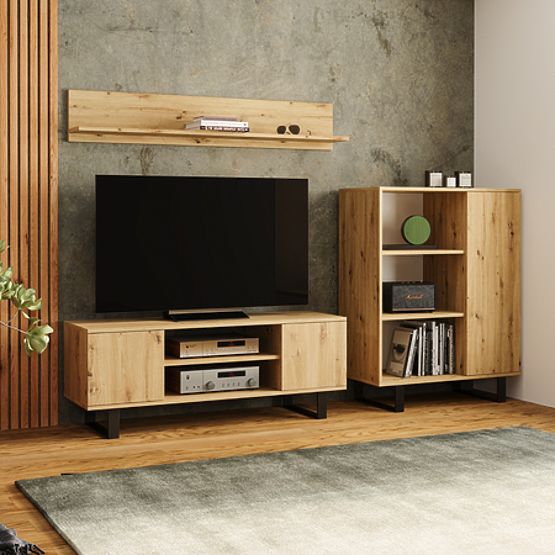 Vitrina Fondi metalne noge Hrast artisan