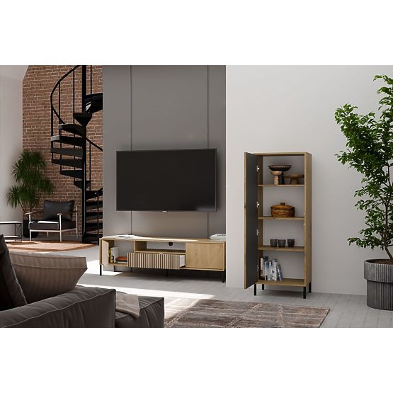 Vitrina KAMARO 1DD SLIM HRAST ARTISAN S Lamel Ploča