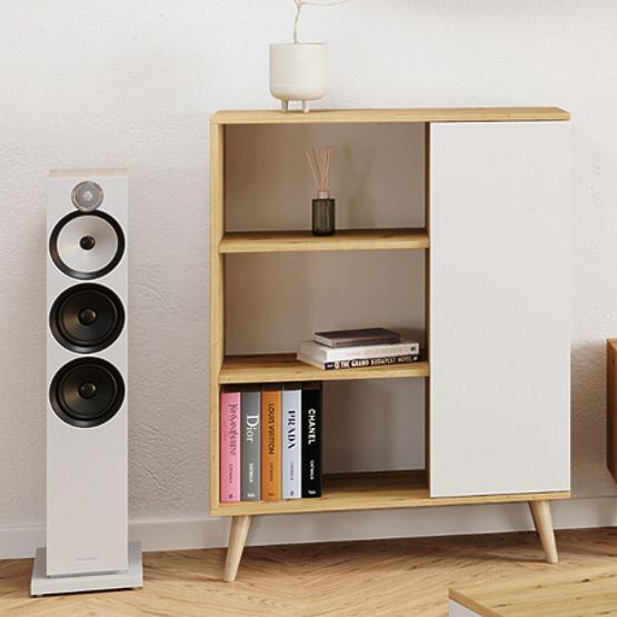 Vitrina regala Fondi drvene noge Hrast artisan bijeli