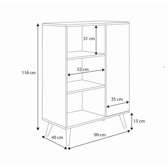 Vitrina regala Fondi drvene noge Hrast artisan bijeli