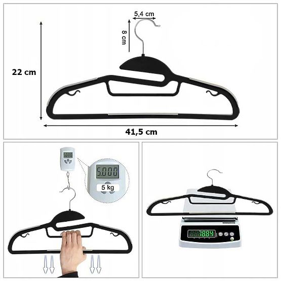 Vješalica Flexi set 10 komada crno-siva