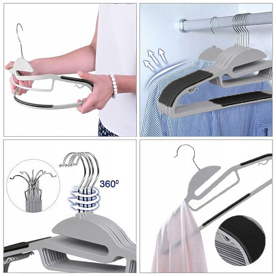 Vješalica Flexi set 10 komada sivo-crna