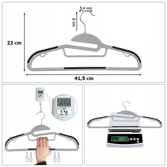 Vješalica Flexi set 10 komada sivo-crna