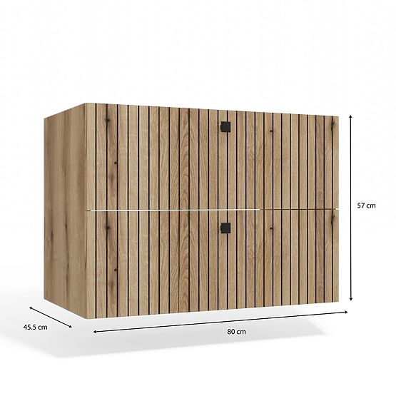 VJEŠALICA ISPOD UMIVAONIKA TIGO 80 2S HRAST EVOKE 2 LADICE S UREZBA PREDNJA PLOČA VJEŠALICA