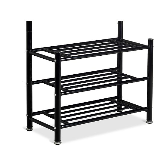 Vješalica s policom za cipele - crna