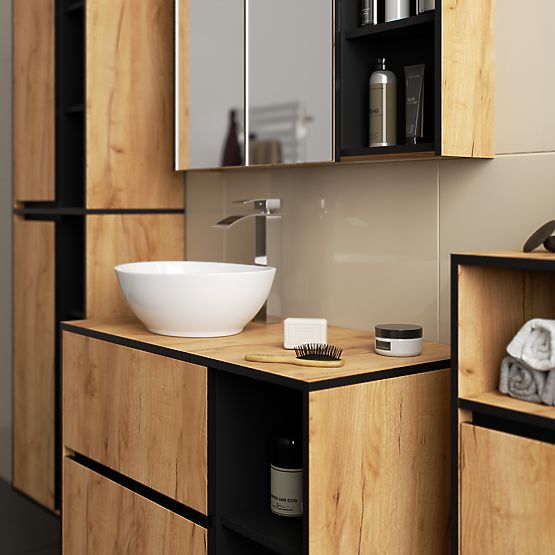 VJEŠALICA ZA KUPAONSKI ORMARIĆ VAMI W35 1D 1W HRAST CRAFT / CRNA