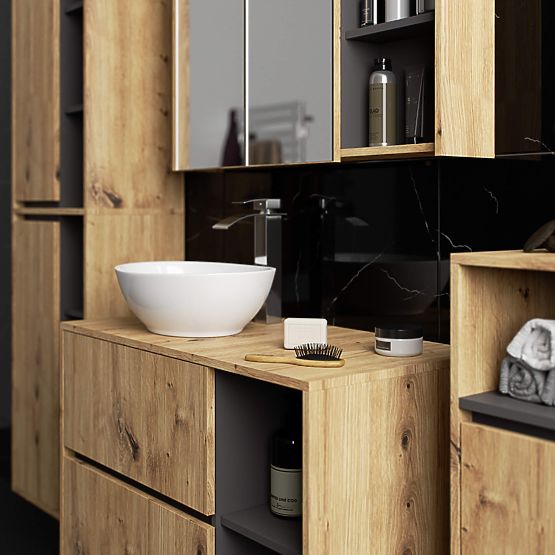 VJEŠALICA ZA KUPAONSKU ORMARIĆ VAMI W50 2D 6P HRAST ARTISAN / GRAFIT SIVA