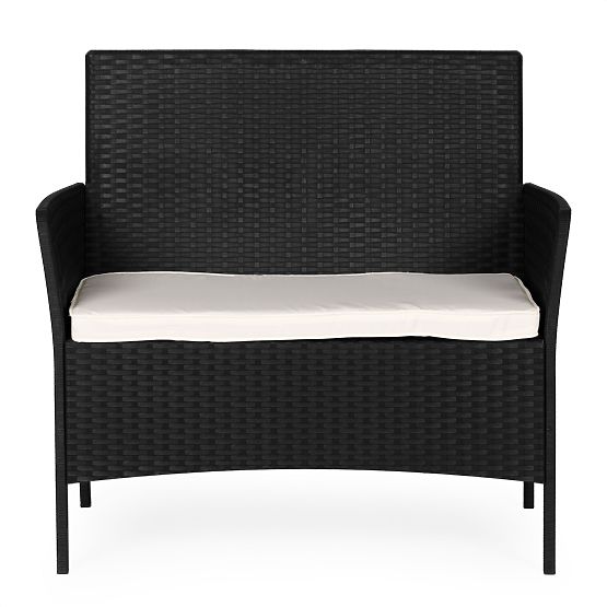 Vrtna dvostruka sofa s jastukom klupa za balkon terasu vrt crna MultiGarden