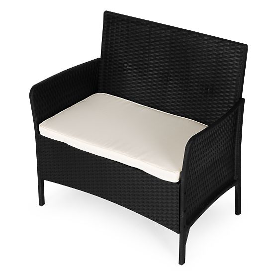 Vrtna dvostruka sofa s jastukom klupa za balkon terasu vrt crna MultiGarden