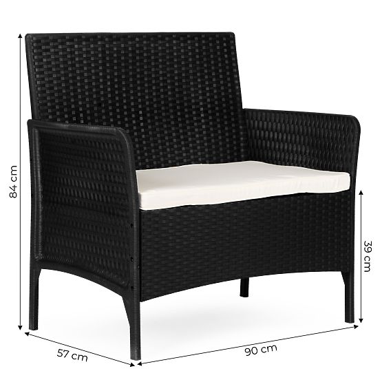 Vrtna dvostruka sofa s jastukom klupa za balkon terasu vrt crna MultiGarden