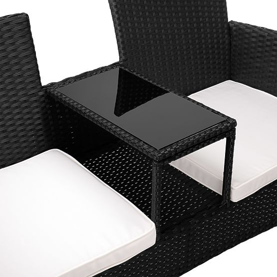 Vrtna klupa od tehnoratana sofa CORDOBA crna s bež jastucima