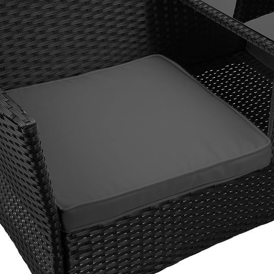 Vrtna klupa od tehnoratana sofa CORDOBA crna sa sivim jastucima