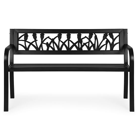 Vrtna klupa s dekorativnim naslonom 120x50 cm metalna parkovna crna MultiGarden