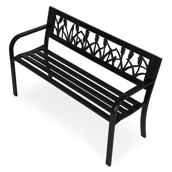 Vrtna klupa s dekorativnim naslonom 120x50 cm metalna parkovna crna MultiGarden
