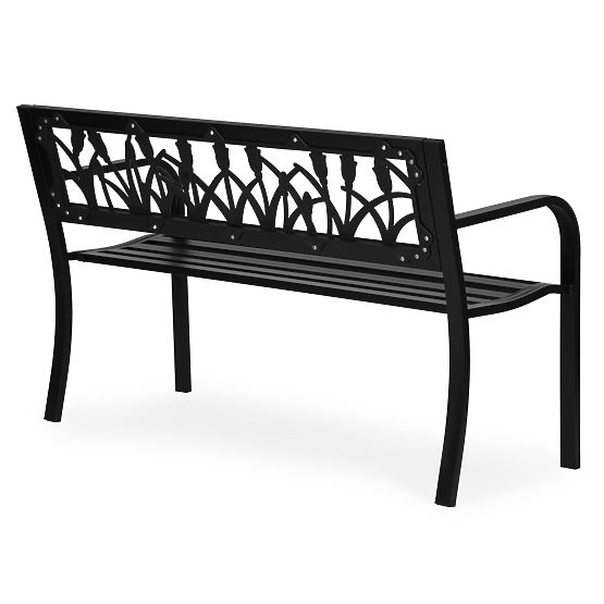 Vrtna klupa s dekorativnim naslonom 120x50 cm metalna parkovna crna MultiGarden
