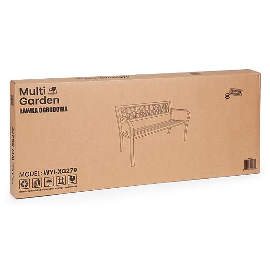 Vrtna klupa s dekorativnim naslonom 120x50 cm metalna parkovna crna MultiGarden