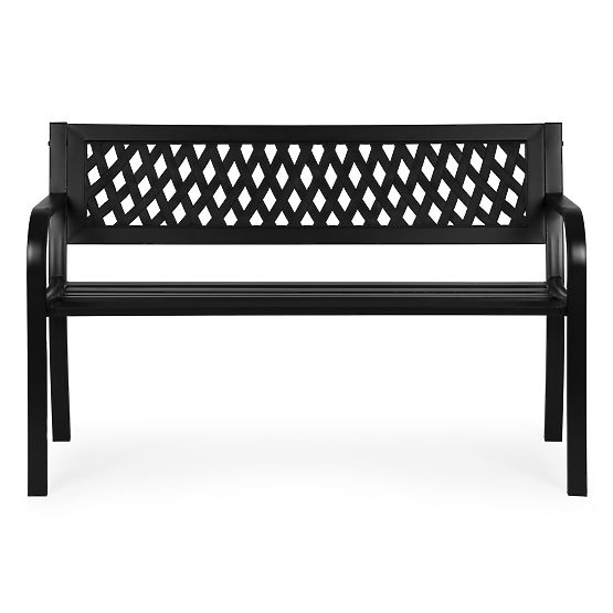 Vrtna klupa s rešetkastim naslonom 120x50 cm metalna parkovna crna MultiGarden