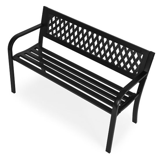 Vrtna klupa s rešetkastim naslonom 120x50 cm metalna parkovna crna MultiGarden