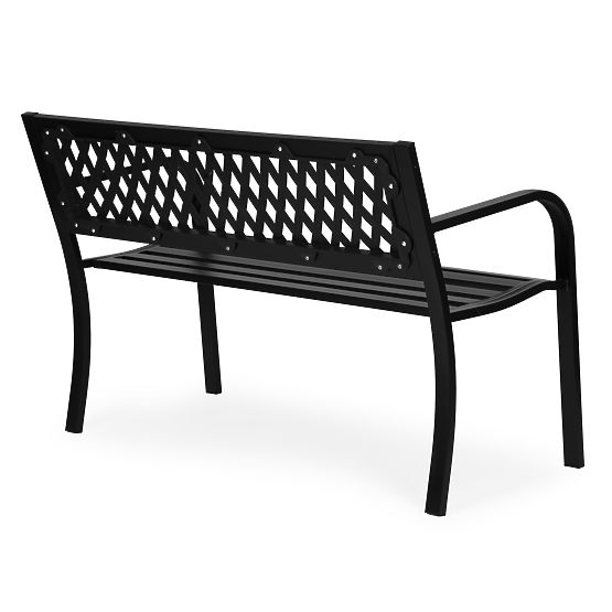 Vrtna klupa s rešetkastim naslonom 120x50 cm metalna parkovna crna MultiGarden