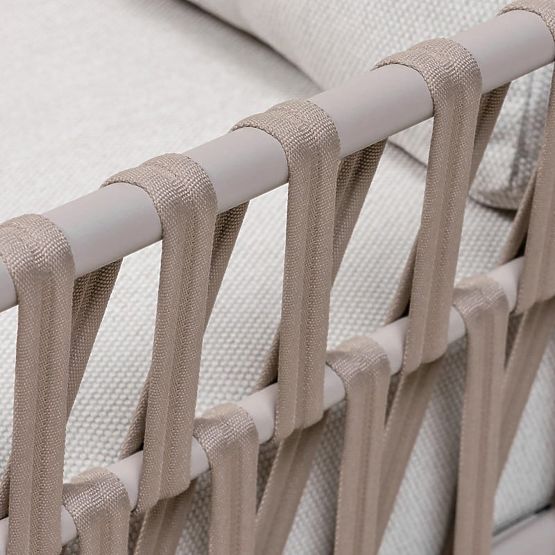 Vrtna kutna garnitura s stolom Amarello, aluminijska, pletena, svijetlo bež/bež-siva