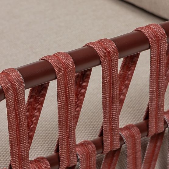 Vrtna kutna garnitura s stolom Amarello, aluminijska, pletena, svijetlo bež/bordo smeđa