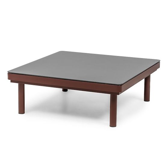 Vrtna kutna garnitura s stolom Amarello, aluminijska, pletena, svijetlo bež/bordo smeđa