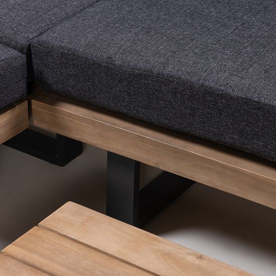 Vrtna kutna garnitura sa stolom Borgo, akacijevo drvo FSC, izgled tikovine, siva