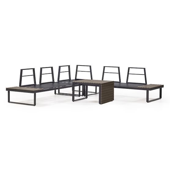 Vrtna kutna garnitura sa stolom Valongo, polywood, spun-poly, svijetlosiva/antracit