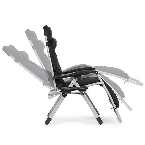 Vrtna ležaljka s podesivim naslonom i jastukom + naslon za glavu crna MultiGarden