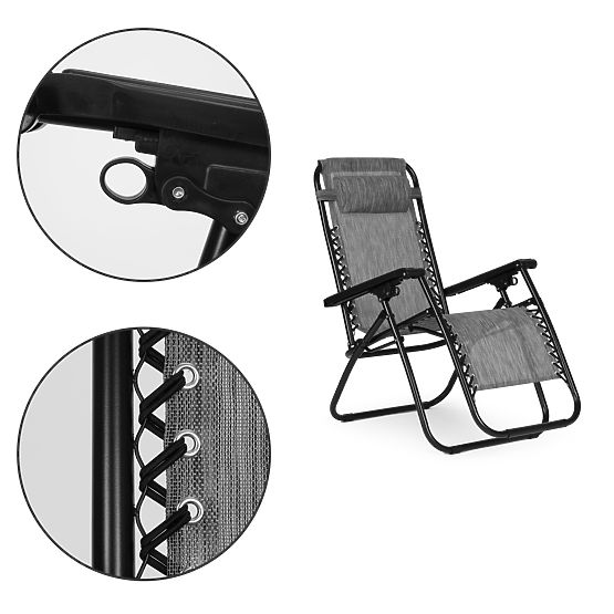 Vrtna ležaljka s podesivim naslonom ZERO GRAVITY ModernHome - siva