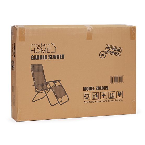 Vrtna ležaljka s podesivim naslonom ZERO GRAVITY ModernHome - siva