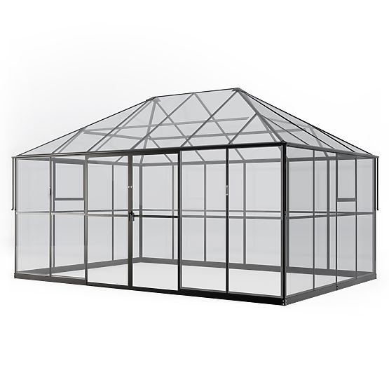 Vrtna oranžerija ProGlass Gazebo Standard s osnovom 12 m² kaljeno staklo 4 mm, aluminij, crna