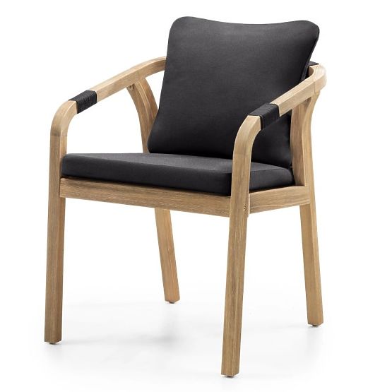 Vrtna stolica Castello s pletenjem, akacijevo drvo FSC, izgled tikovine, tamno siva