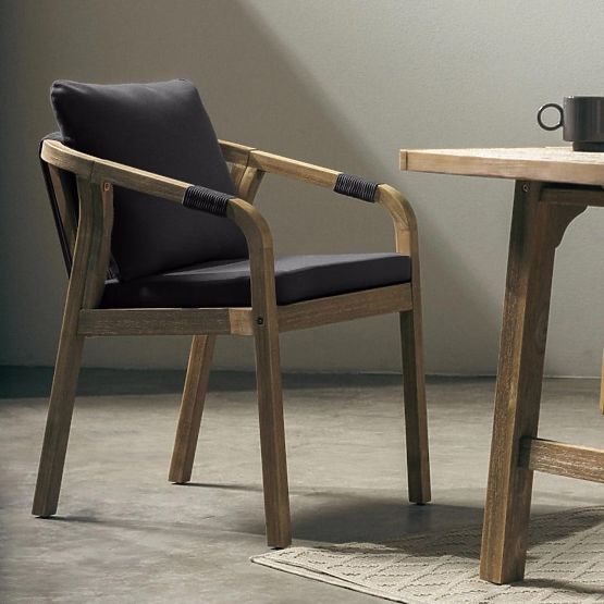 Vrtna stolica Castello s pletenjem, akacijevo drvo FSC, izgled tikovine, tamno siva