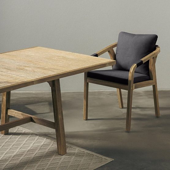 Vrtna stolica Castello s pletenjem, akacijevo drvo FSC, izgled tikovine, tamno siva