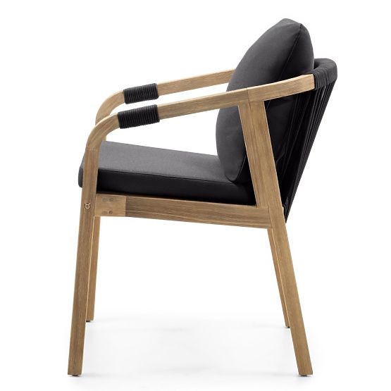 Vrtna stolica Castello s pletenjem, akacijevo drvo FSC, izgled tikovine, tamno siva