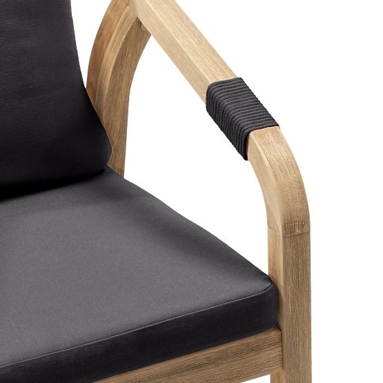 Vrtna stolica Castello s pletenjem, akacijevo drvo FSC, izgled tikovine, tamno siva