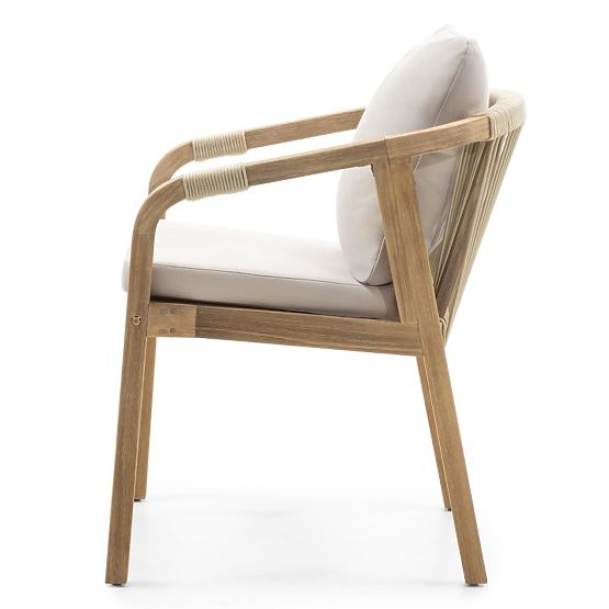 Vrtna stolica Castello s pletenjem, akacijevo drvo FSC, tik izgled, bež