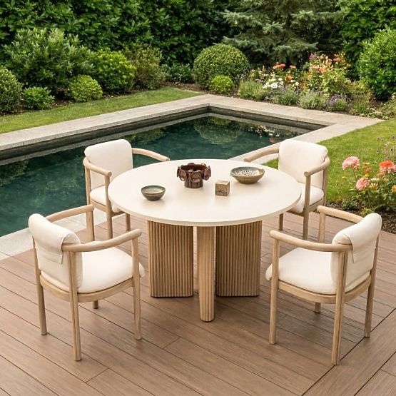 Vrtna stolica Komorebi svijetlo akacijevo drvo/svijetlo bež, zaobljena