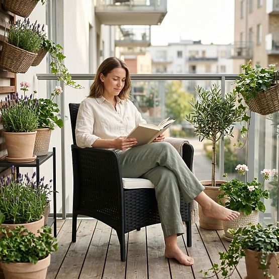 Vrtna stolica s jastukom stolica za balkon terasu vrt crna MultiGarden